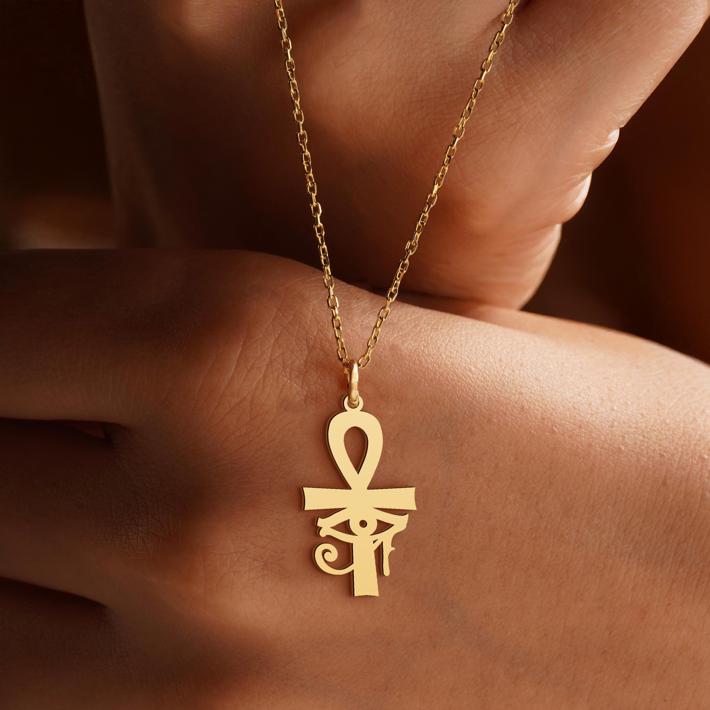 Ankh Necklace • Egyptian Eye of Ra Necklace • Spiritual Protection Jewelry • Ancient Symbol Pendant • Egyptian Cross Charm • Spiritual Gifts