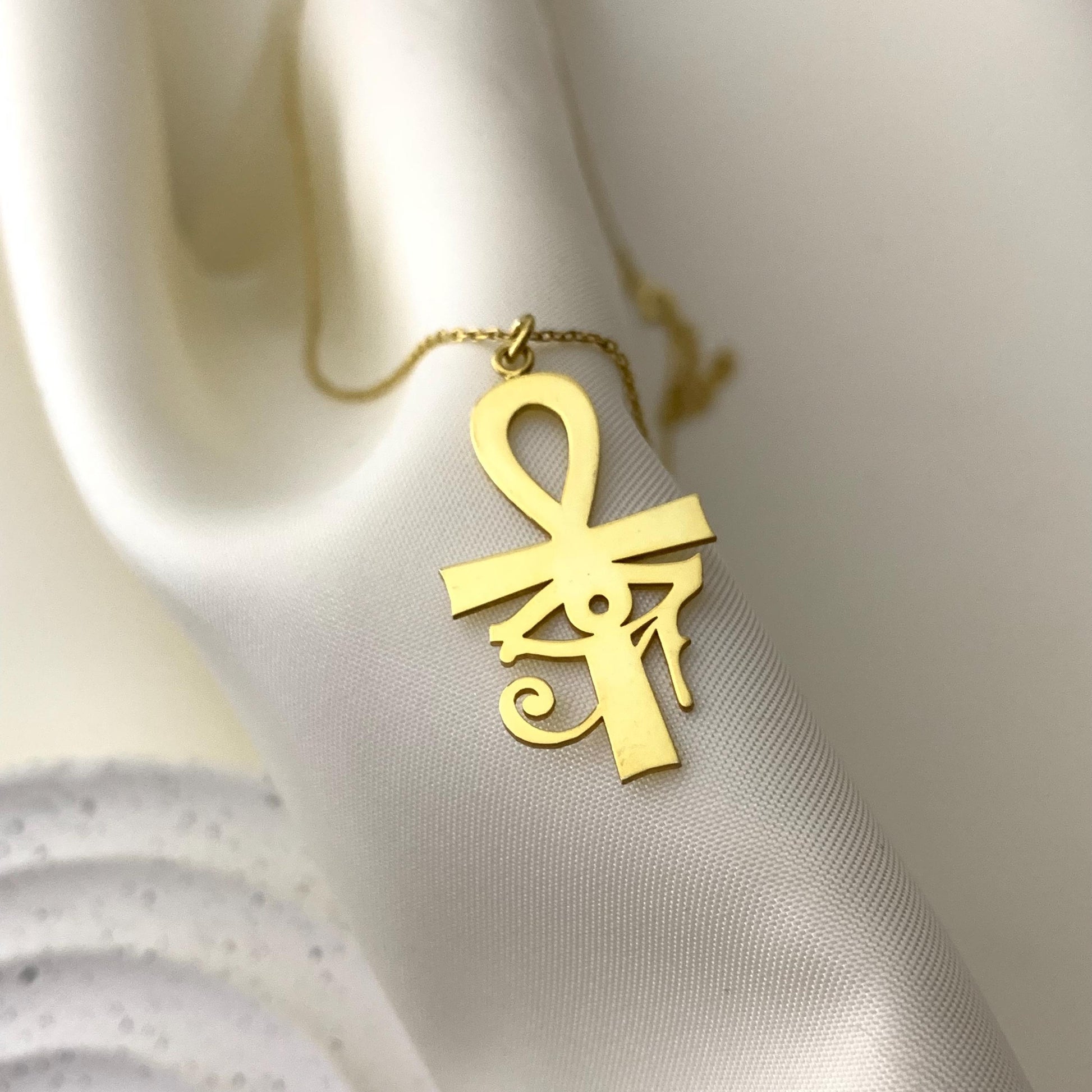 Egyptian Ankh Necklace with Eye of Ra • Egyptian Symbol Necklace • Ankh Necklace for Woman • Ankh Cross Necklace • Spiritual Gift