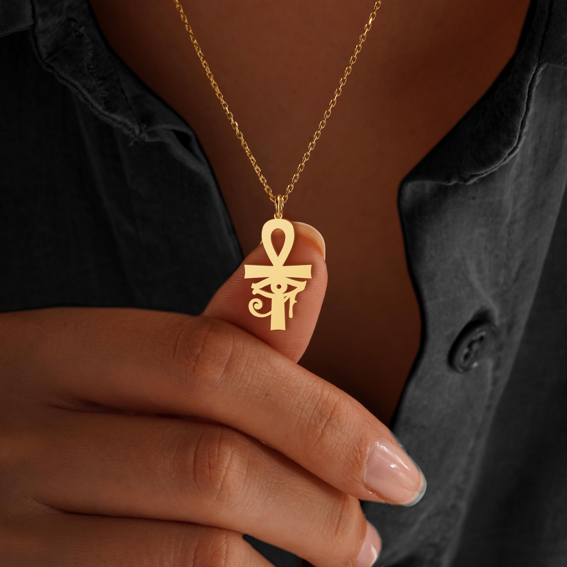 Ankh Egyptian Eye of Ra Necklace