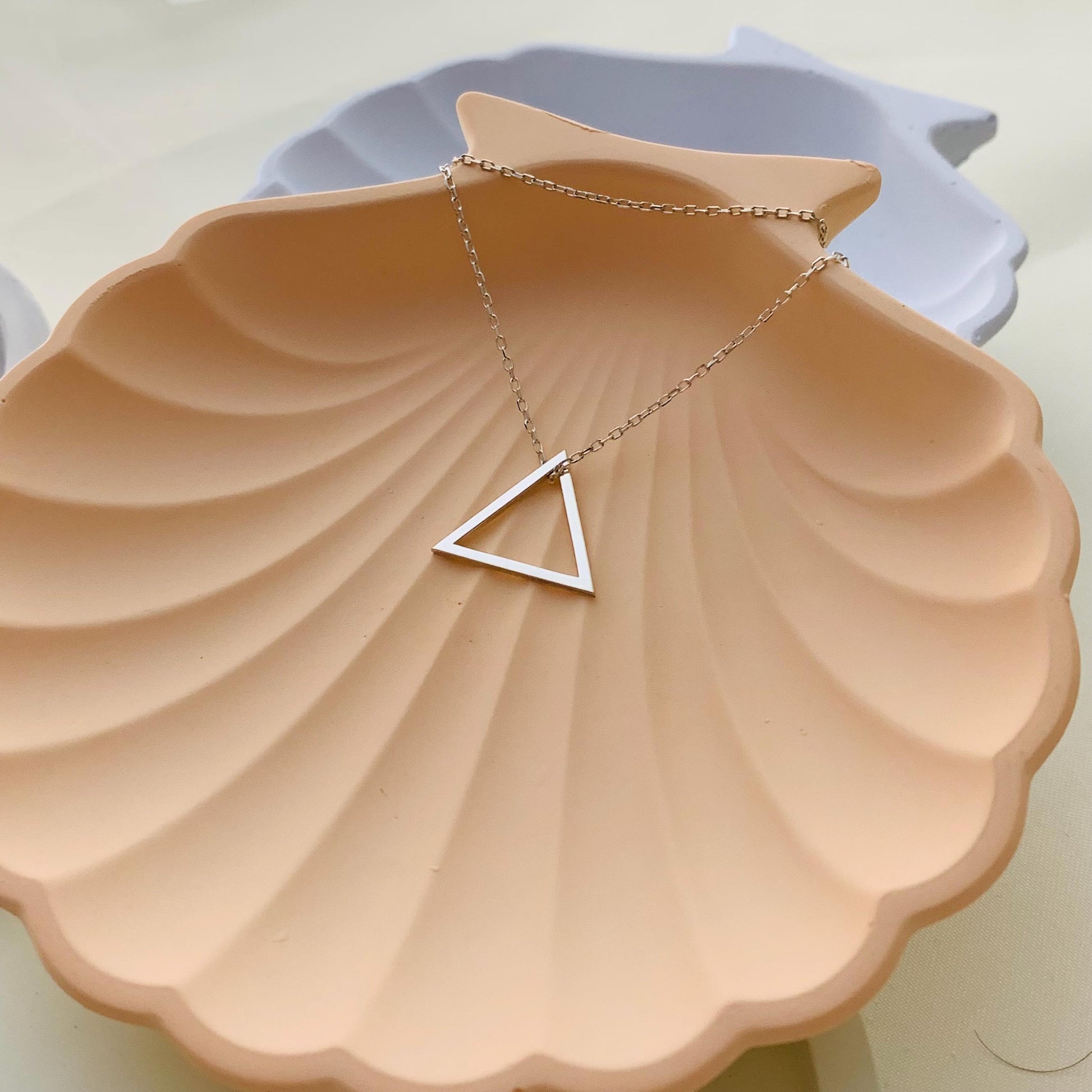 Triangle Necklace, 925 Sterling Silver Triangle Necklace, 14K Gold Triangle Necklace, Minimalist Triangle Necklace, Geometric Pendant