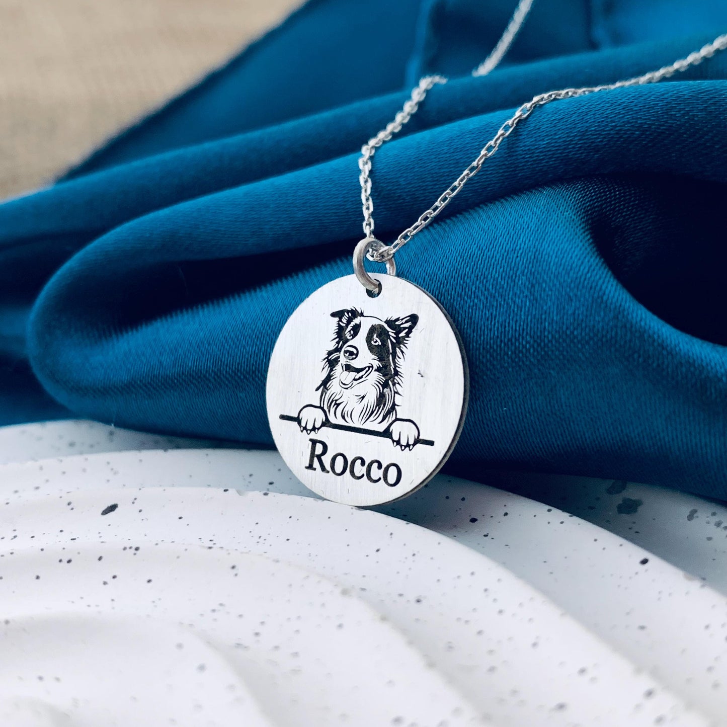 Custom Dog Necklace with Name, Custom Pet Portrait Necklace, Personalized Dog Mom Gift, Pet Memorial Engraved Necklace, Gift for Pet Lover