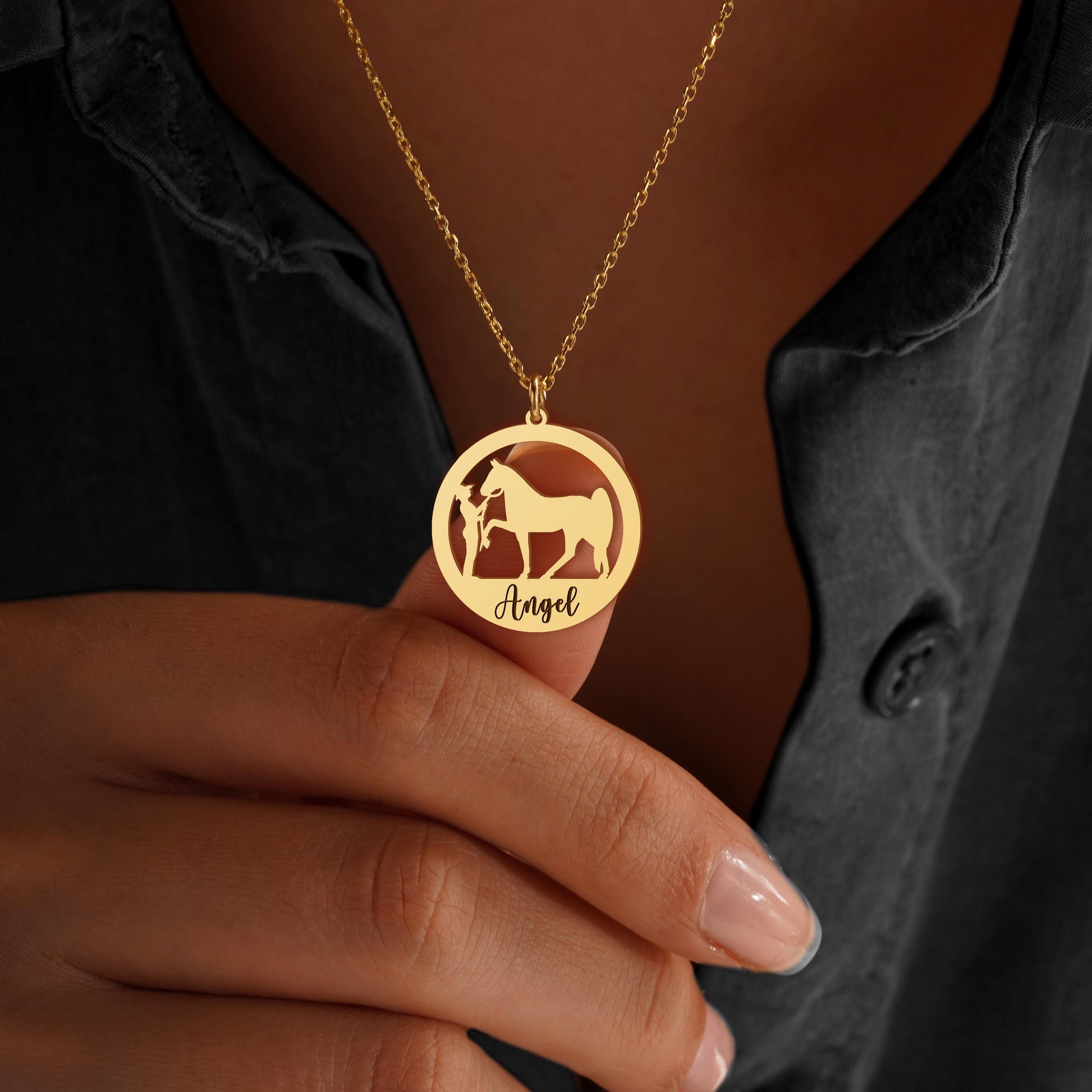 Horse Necklace, Custom Horse Name Necklace, Memorial Horse Necklace, Necklace for Horse Enthusiasts, Horse Mom Gifts, Horse Lover Gift