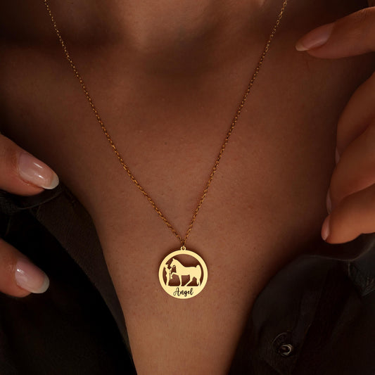 Horse Necklace, Custom Horse Name Necklace, Memorial Horse Necklace, Necklace for Horse Enthusiasts, Horse Mom Gifts, Horse Lover Gift