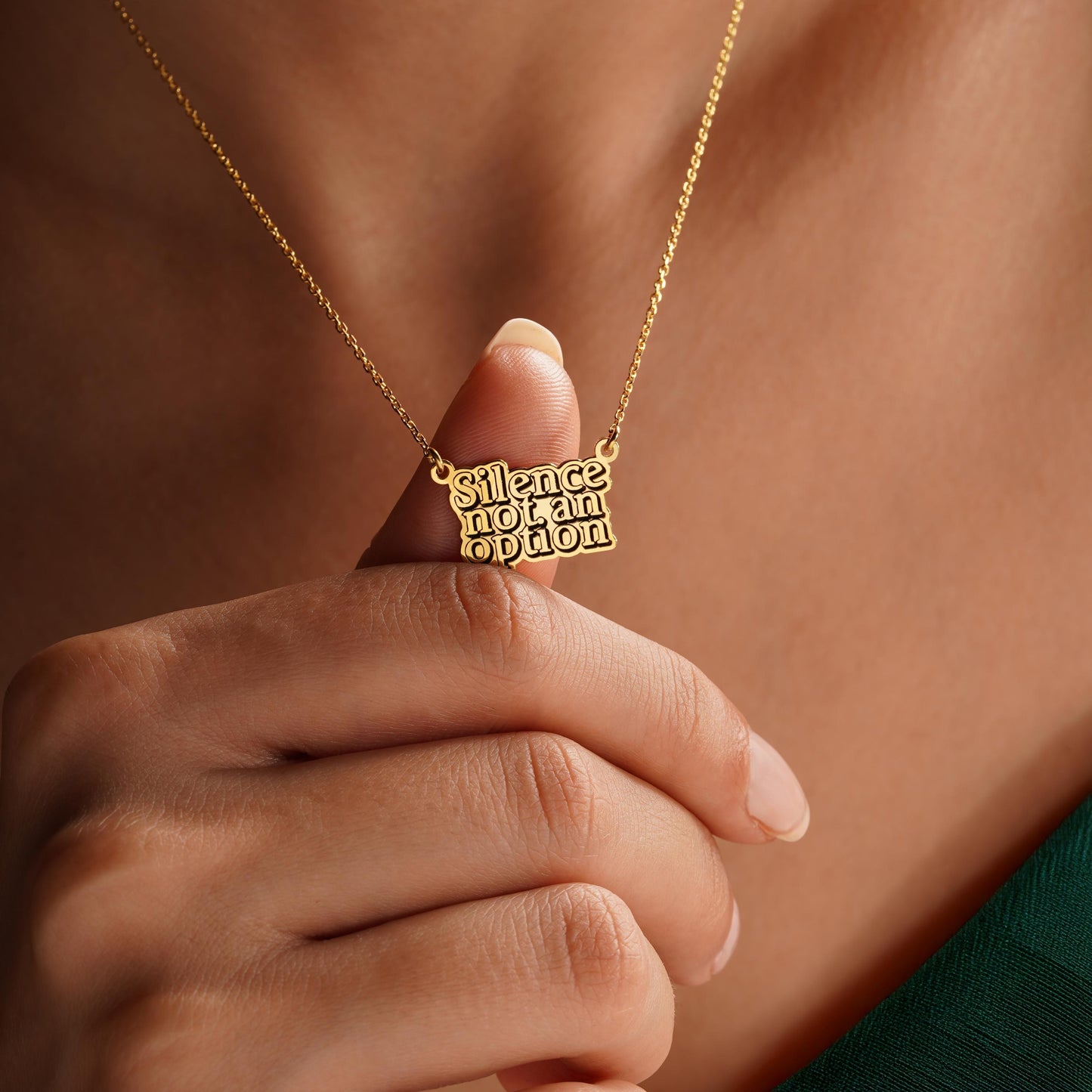 Custom Quote Necklace • Personalized Text Pendant Jewelry • Engraved Word Necklace for Women