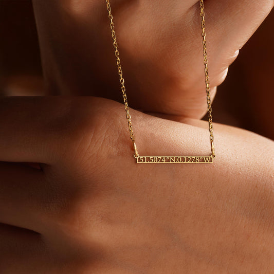 Custom Coordinate Necklace: Personalized Location Pendant, GPS Coordinates Jewelry Gift, Meaningful Gift for Her
