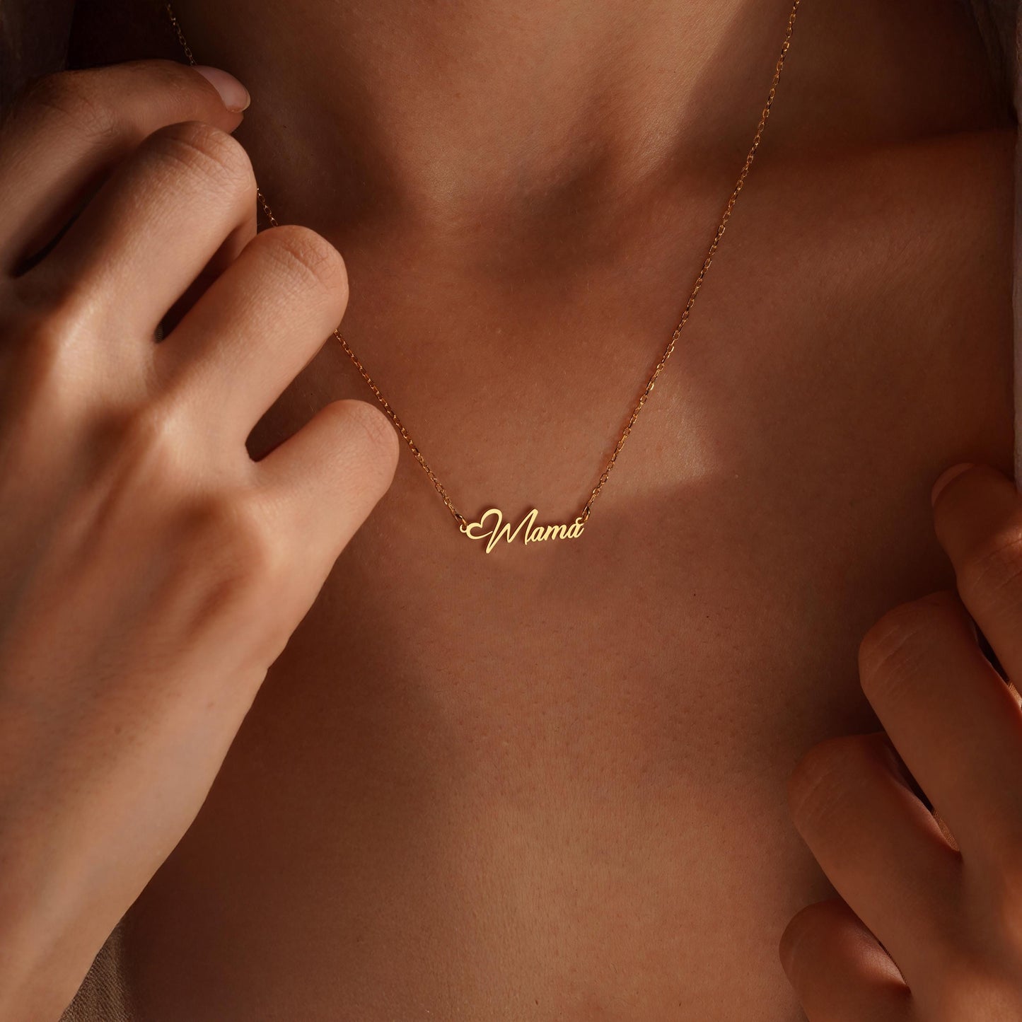 Dainty Mama Necklace: Mama Script with Heart Pendant, Meaningful Jewelry Gift for Moms, Meaningful Jewelry Gift for Moms, New Mom Necklaces