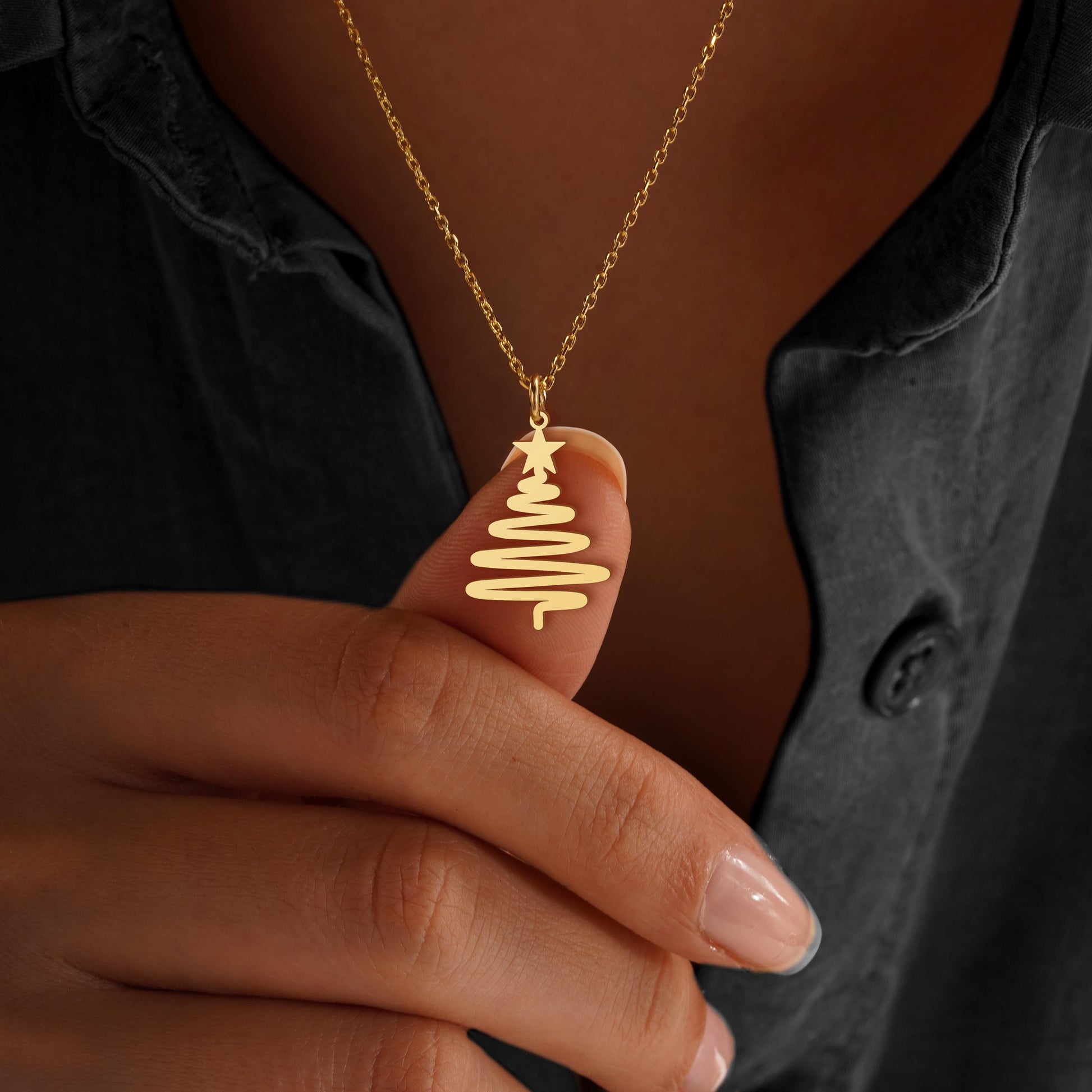 Christmas Tree Necklace, Minimalist Tree Necklace, Christmas Pendant Jewelry, Holiday Jewelry Gifts, Tree Necklace, Gift for Her
