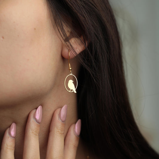Gol Bird Earrings - Dainty Animal Earrings - Elegant Minimalist Earrings - Minimal Nature-Inspired Jewelry