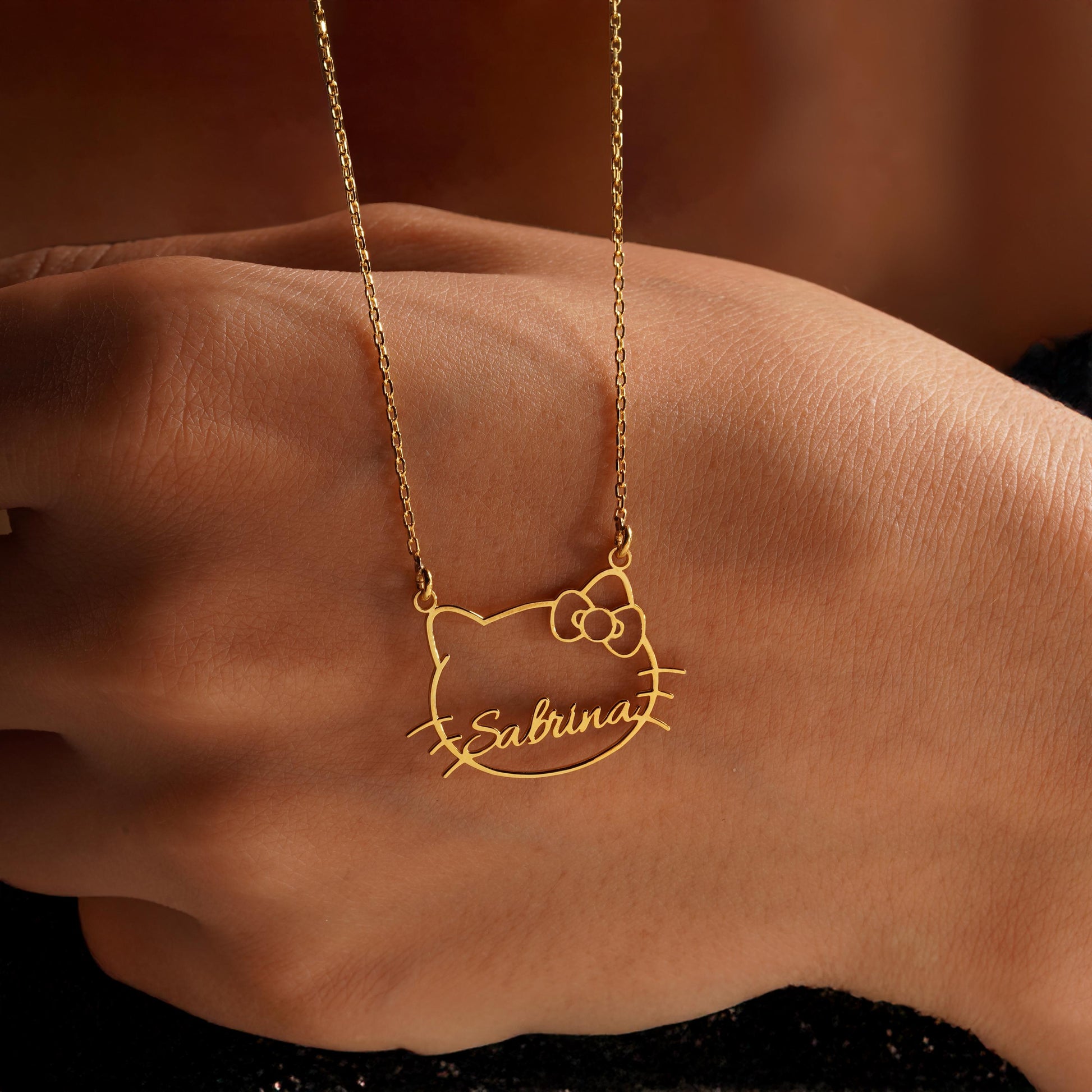 Cute Kitty Bracelet, Kitty Name Necklace, Cute Kitty Cat Name Necklace, Kitty Bracelet in Sterling Silver, Kitty Jewelry, Gifts For Kids