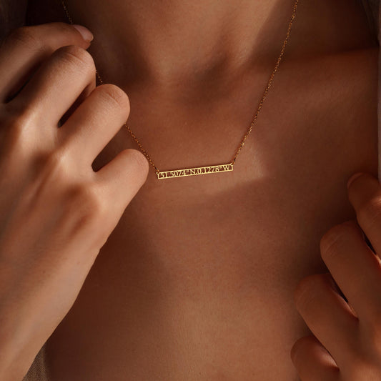 Personalized Coordinate Necklace, Engraved Location Pendant, GPS Coordinates Gift, Long Distance Relationship Necklace, Anniversary Gift
