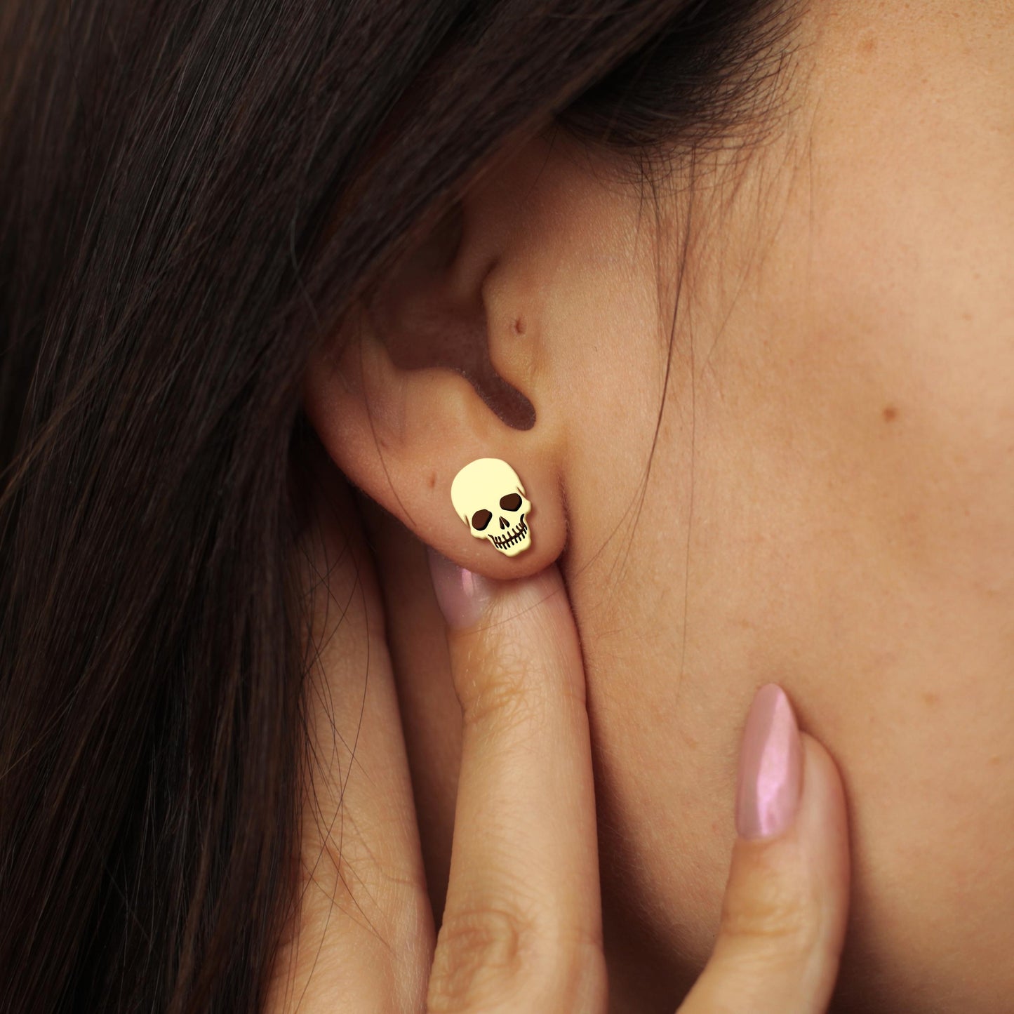 Gothic Skull Stud Earrings - Punk Minimalist Earrings - Unique Silver Earrings