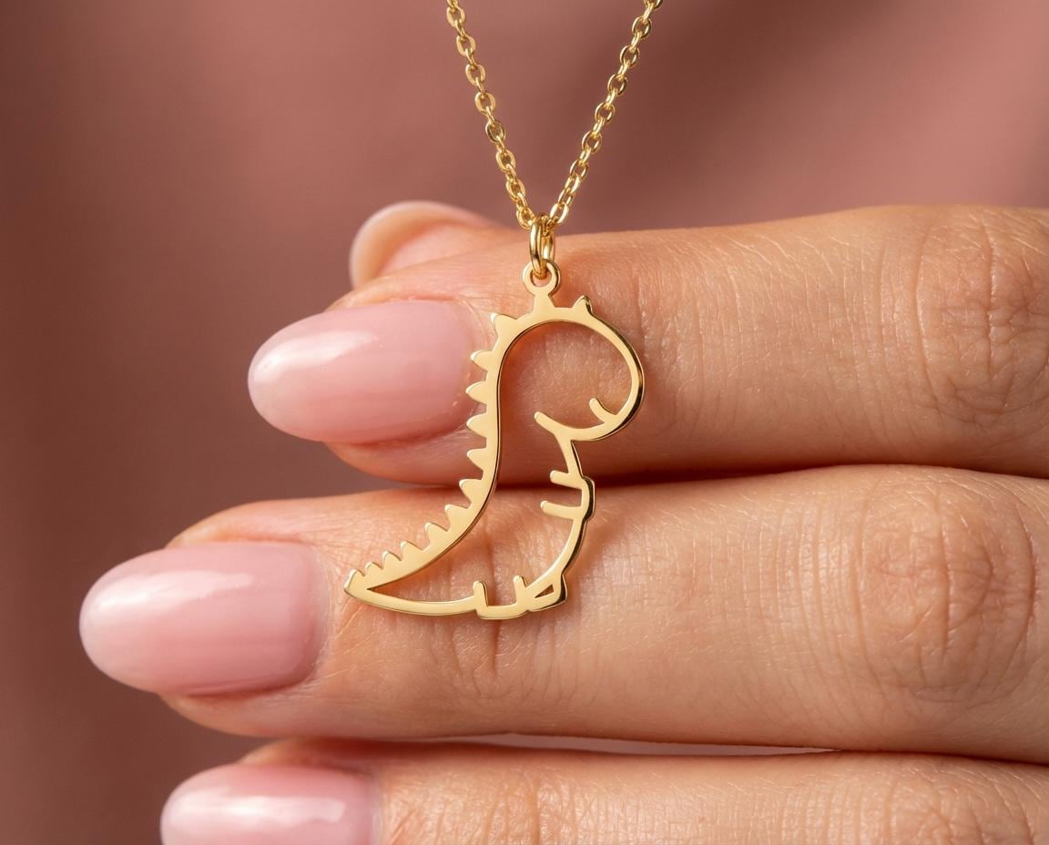 T-Rex Silhouette Necklace, Sterling Silver Prehistoric Animal Charm, Tyrannosaurus Pendant, Science Teacher Gift, Archaeology Jewelry, Dino