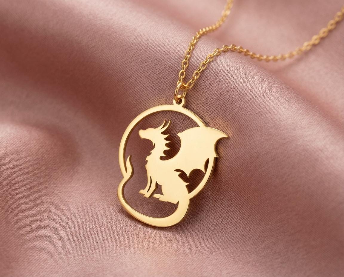 Dragon Necklace, Mythical Creature Pendant, Fantasy Jewelry, Winged Dragon Charm, Dungeons and Dragons Gift, Bookish Gift for Her, Magic