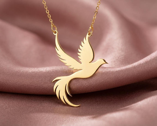 Phoenix Necklace, Rising Bird Pendant, Rebirth Symbol Jewelry, New Beginnings Gift, Strength Charm, Fire Bird, Mythology Jewelry