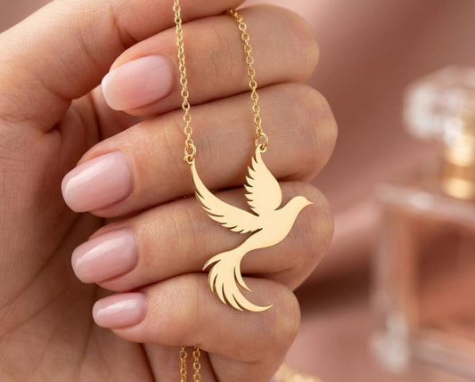 Gold Dove Necklace, Holy Spirit Pendant, Peace Symbol Jewelry, Confirmation Gift, Bird of Peace Charm, Religious Gift for Her,Faith Necklace
