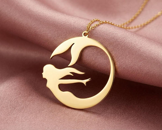 Mermaid Necklace, Ocean Lover Gift, Beach Jewelry, Swimming Mermaid Pendant, Summer Necklace, Nautical Charm, Sea Life Gift