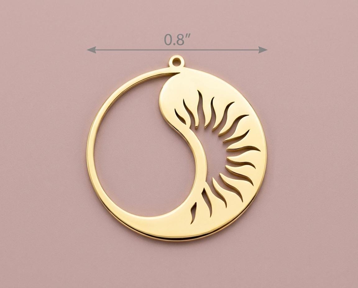 Yin Yang Sun and Moon Necklace, Gold Balance Pendant, Taoist Jewelry, Day and Night Charm, Zen Necklace, Spiritual Gift, Harmony Symbol
