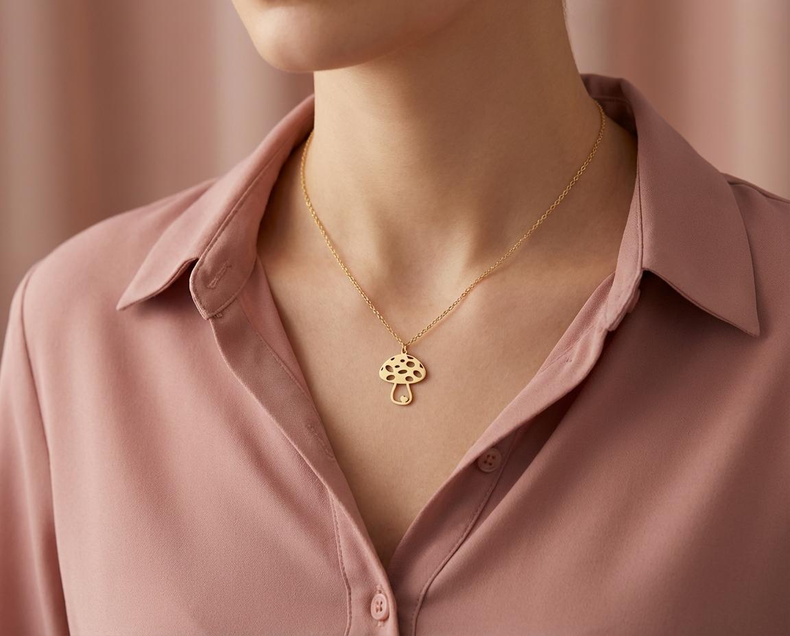 Mushroom Necklace with Heart, Tiny Gold Toadstool, Fun Quirky Jewelry, Best Friend Gift, Dainty Charm Necklace, Teen Girl Gift, Happy Vibes