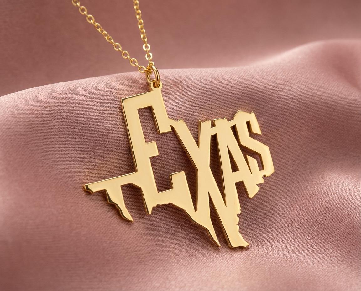 Gold Texas Necklace, Moving Away Gift, Long Distance State Jewelry, Homesick Texan Gift, Farewell Gift, College Student Gift, Texas Roots