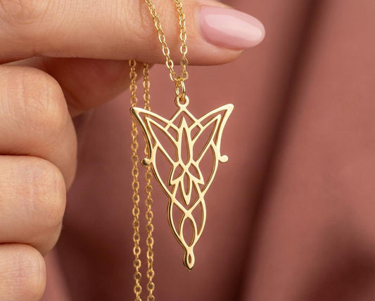 Eternal Love Arwen Necklace - Silver Arwen Evenstar Pendant - Romantic Gift for Girlfriend, LOTR Inspired Jewelry - Undying Love Symbol