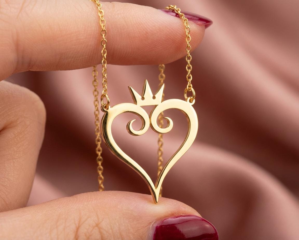 Kingdom Hearts Necklace, Sora Crown Pendant, Gamer Jewelry, Keyblade Master Symbol, Video Game Gift for Him or Her, Cosplay Prop