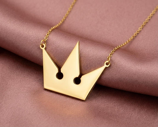 Kingdom Hearts Crown Necklace, Sora Pendant, Gamer Jewelry, Video Game Charm, Silver Crown Choker, Cosplay Prop for Him