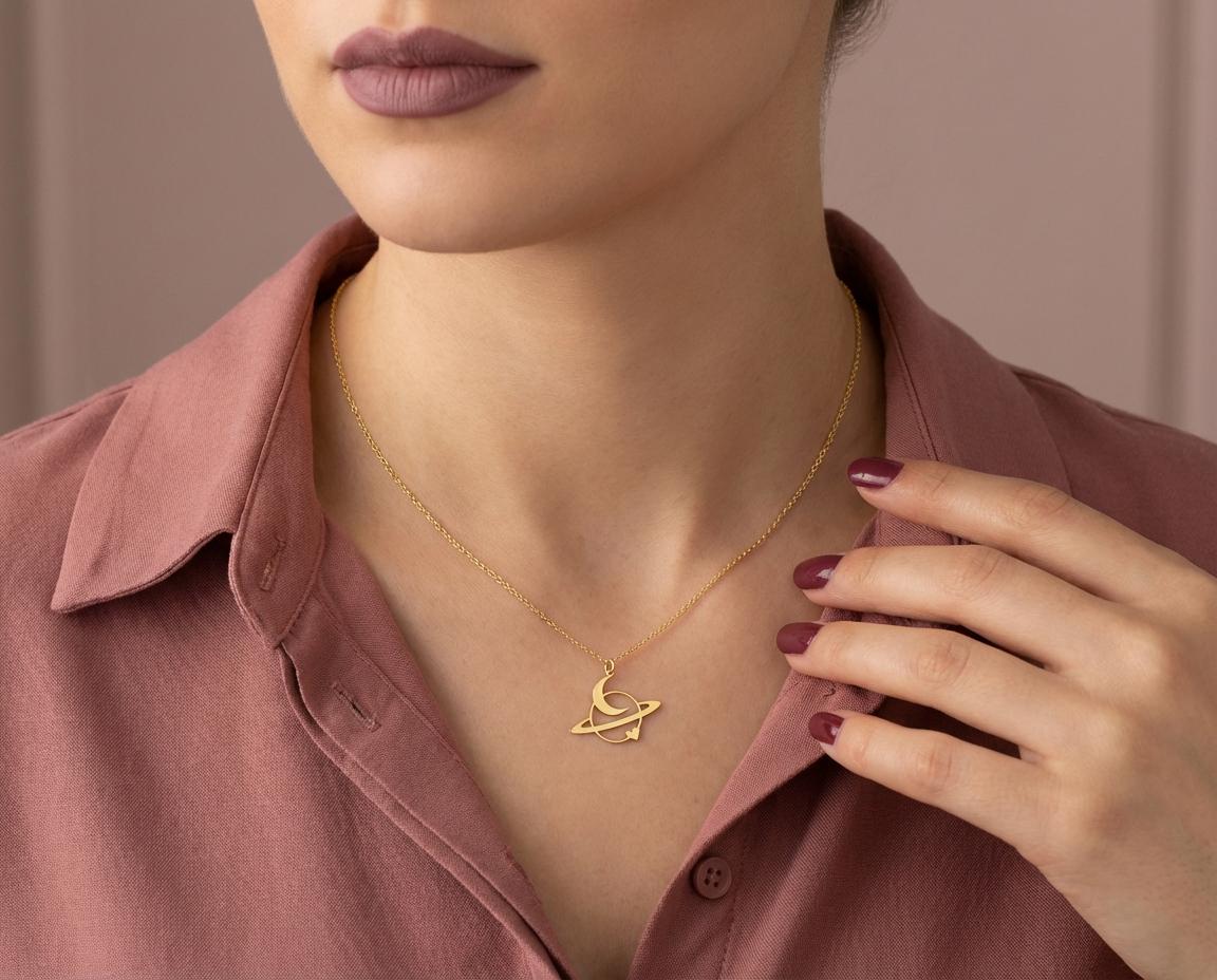 Universe Necklace with Heart, Love You to the Moon, Galaxy Pendant, Romantic Gift for Girlfriend, Dainty Celestial Jewelry, Anniversary Gift