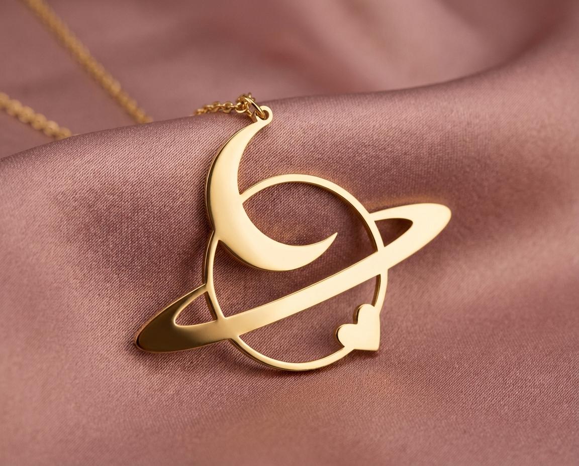 Universe Necklace with Heart, Love You to the Moon, Galaxy Pendant, Romantic Gift for Girlfriend, Dainty Celestial Jewelry, Anniversary Gift