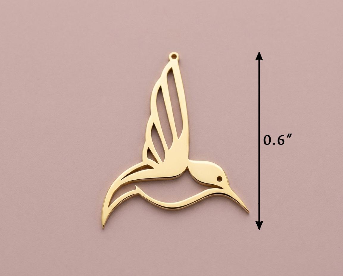 Hummingbird Necklace, Gold Plated Sterling Silver Bird Pendant, Dainty Animal Jewelry, Nature Lover Gift for Her, Minimalist Flying Charm