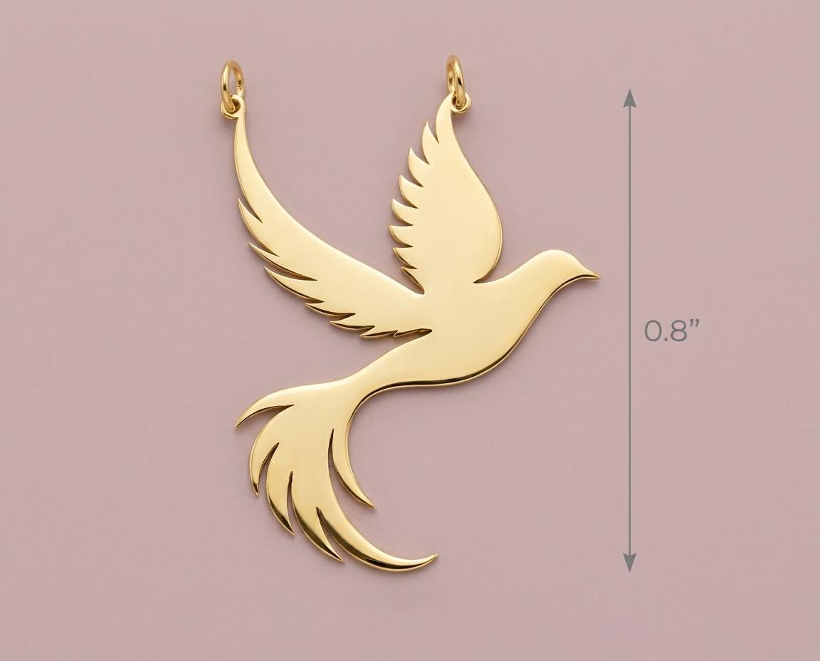 Gold Dove Necklace, Holy Spirit Pendant, Peace Symbol Jewelry, Confirmation Gift, Bird of Peace Charm, Religious Gift for Her,Faith Necklace