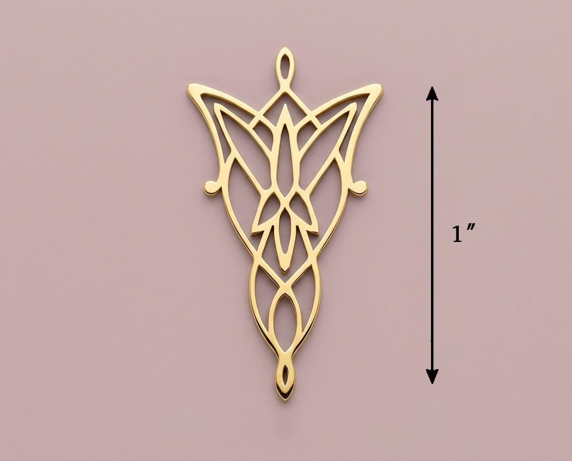 Arwen Evenstar Necklace, Elven Princess Pendant, Middle Earth Jewelry, Twilight Star Charm, Elfstone, Movie Replica Gift, Cosplay Prop