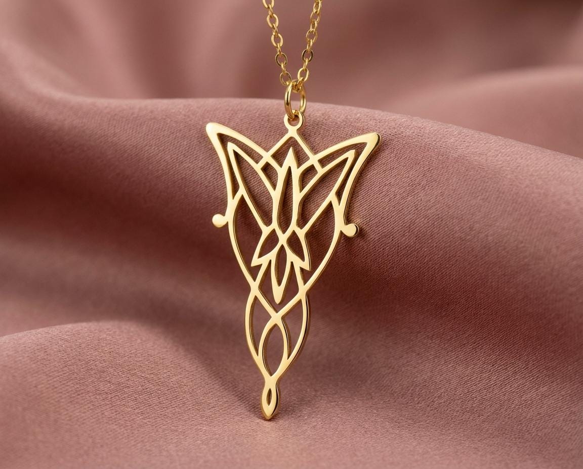 Arwen Evenstar Necklace, Elven Princess Pendant, Middle Earth Jewelry, Twilight Star Charm, Elfstone, Movie Replica Gift, Cosplay Prop