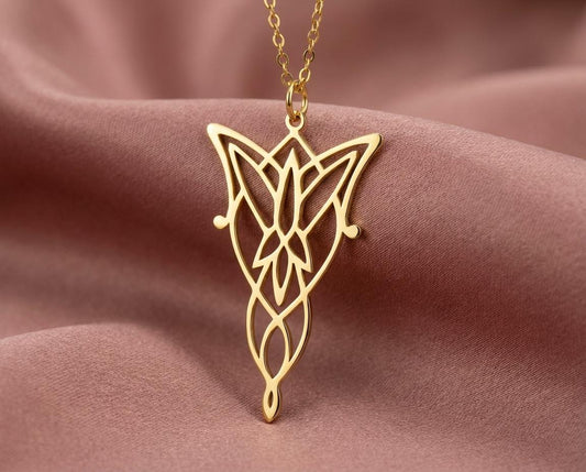 Arwen Evenstar Necklace, Elven Princess Pendant, Middle Earth Jewelry, Twilight Star Charm, Elfstone, Movie Replica Gift, Cosplay Prop