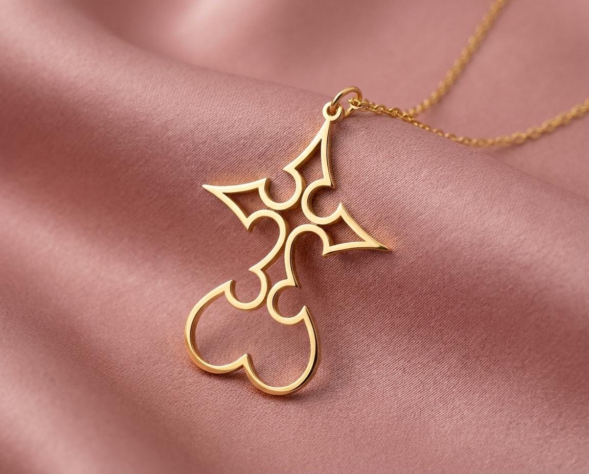 Roxas Necklace Kingdom Hearts, Gold Nobody Pendant, Anime Jewelry, Best Friend Gamer Gift, Organization 13 Charm, Nerd Accessories