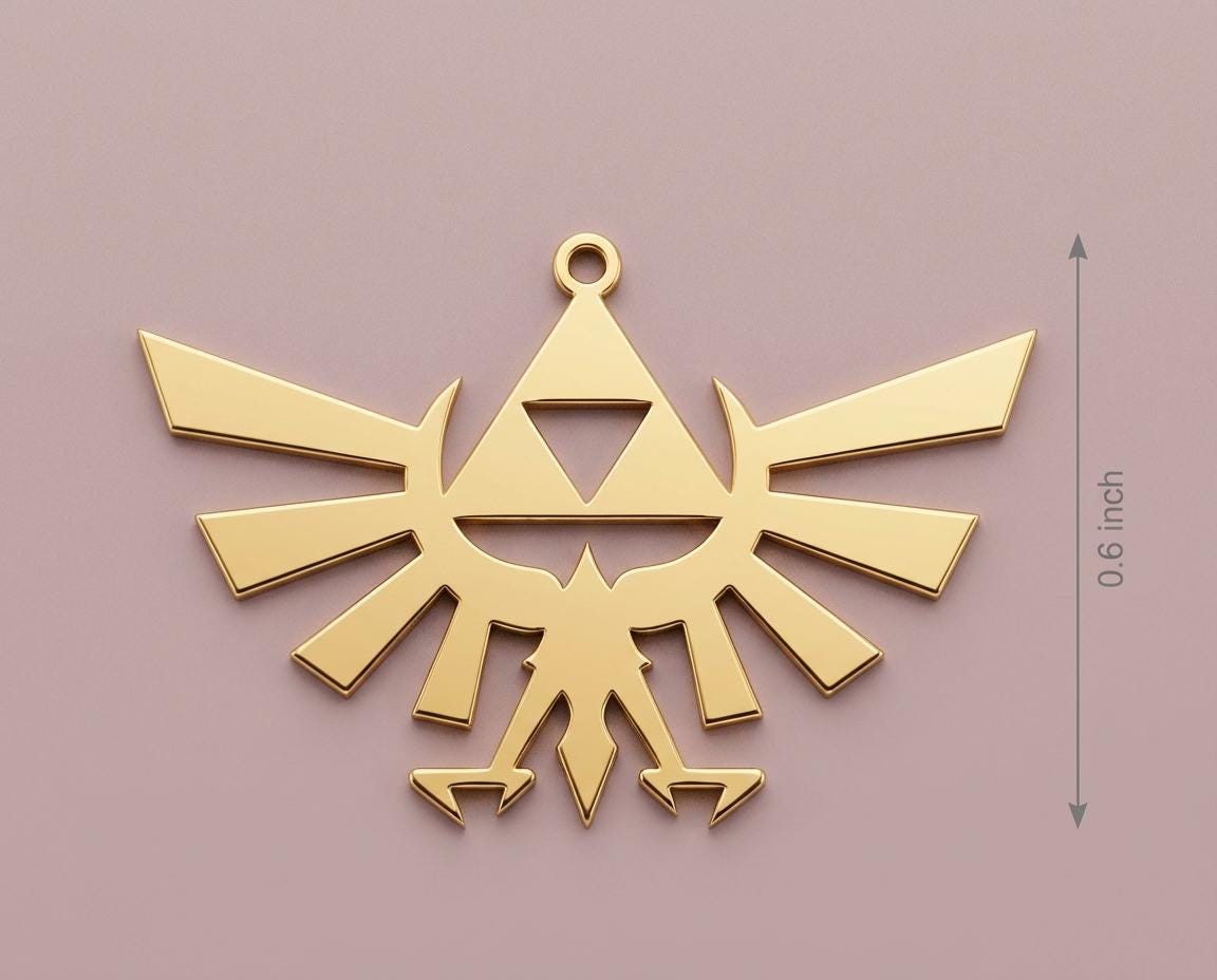 Triforce Necklace, Hylian Crest Pendant, Legend of Zelda Jewelry, Royal Family Symbol, Gold Gamer Gift, Hyrule Fantasy Charm, Cosplay Prop