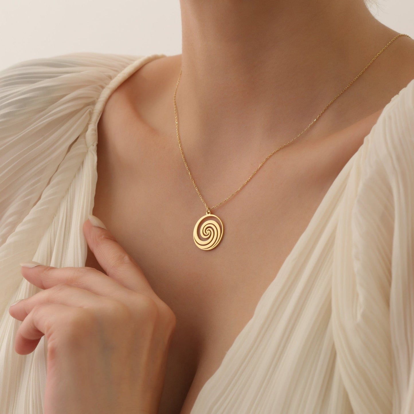 Spiral Necklace, Minimalist Gold Spiral Necklace, Gold Spiral Pendant Necklace, Swirl Infinity Spiral Necklace, Swirling Hypnotic Necklace