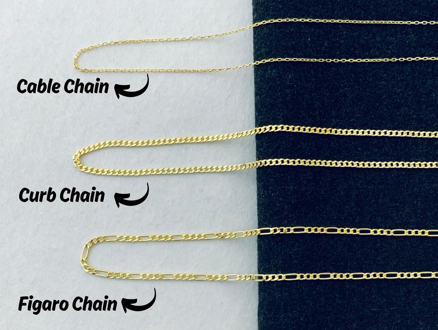Gold Chain Necklace, Minimalist Layering Chain, Cable Curb Figaro Chain Necklace, Dainty Everyday Jewelry, Gift for Her