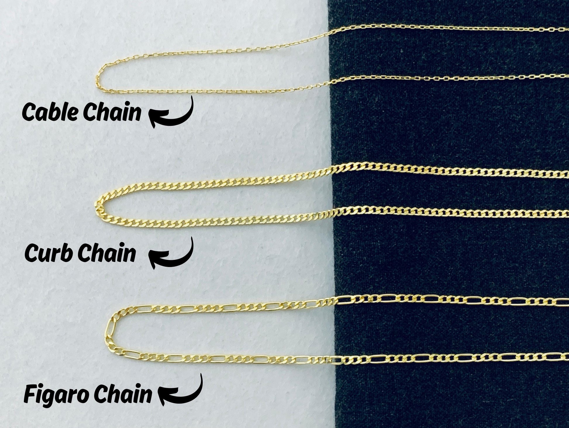 Gold Chain Necklace, Minimalist Layering Chain, Cable Curb Figaro Chain Necklace, Dainty Everyday Jewelry, Gift for Her