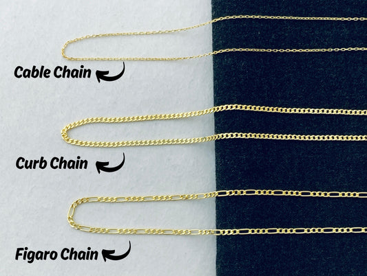 Gold Chain Necklace, Minimalist Layering Chain, Cable Curb Figaro Chain Necklace, Dainty Everyday Jewelry, Gift for Her