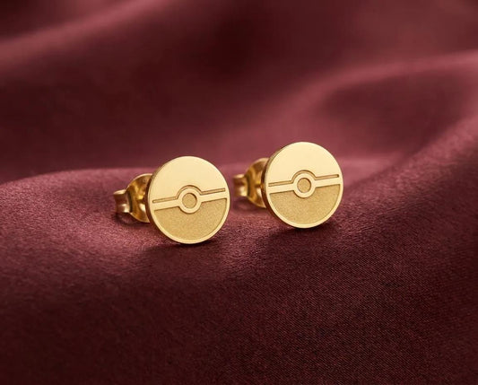 Pokeball Stud Earrings, Minimalist Gamer Jewelry, Anime Fan Gift, Video Game Earring, Geeky Gift for Her, Catch Em All Studs