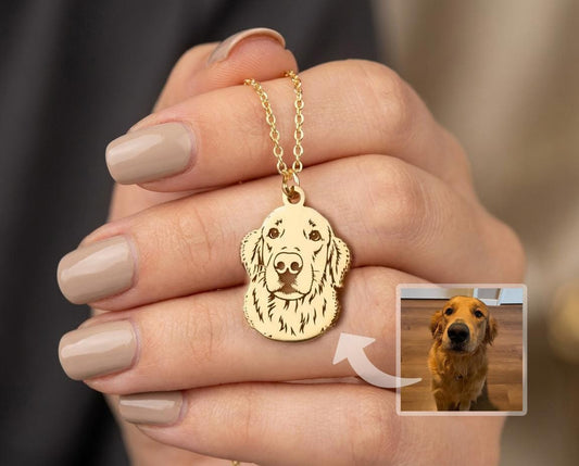 Custom Pet Portrait Necklace, Engraved Dog Photo Jewelry, Pet Memorial Gift, Dog Mom Necklace, Personalized Cat Portrait, Gift for Pet Lover