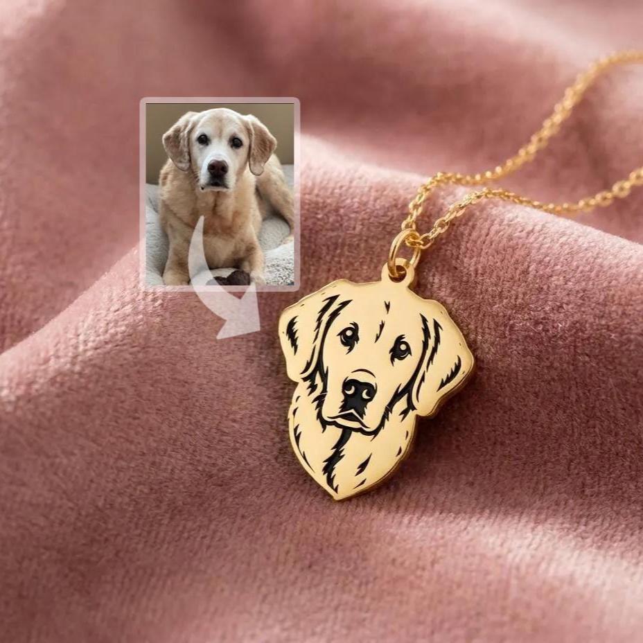 Personalized Pet Portrait Necklace, Custom Dog Photo Jewelry, Engraved Cat Face Pendant, Pet Loss Memorial Gift, New Dog Mom Gift,Tiny Charm