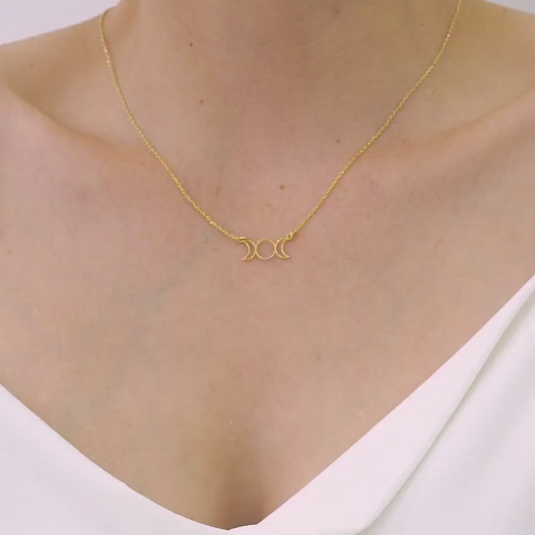 Moon Necklace, Triple Moon Goddess Necklace, Moon Phase Necklace, Witchy Jewelry, Goddess Choker
