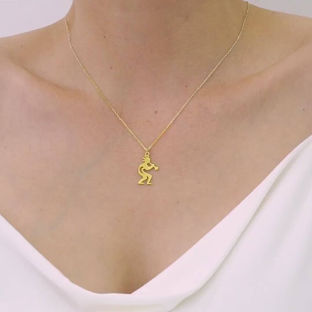 Kokopelli Charm Necklace, Dainty Kokopelli Necklace, Kokopelli jewelry flute player gift, Fertility Necklace, Native American Symbol Jewelry